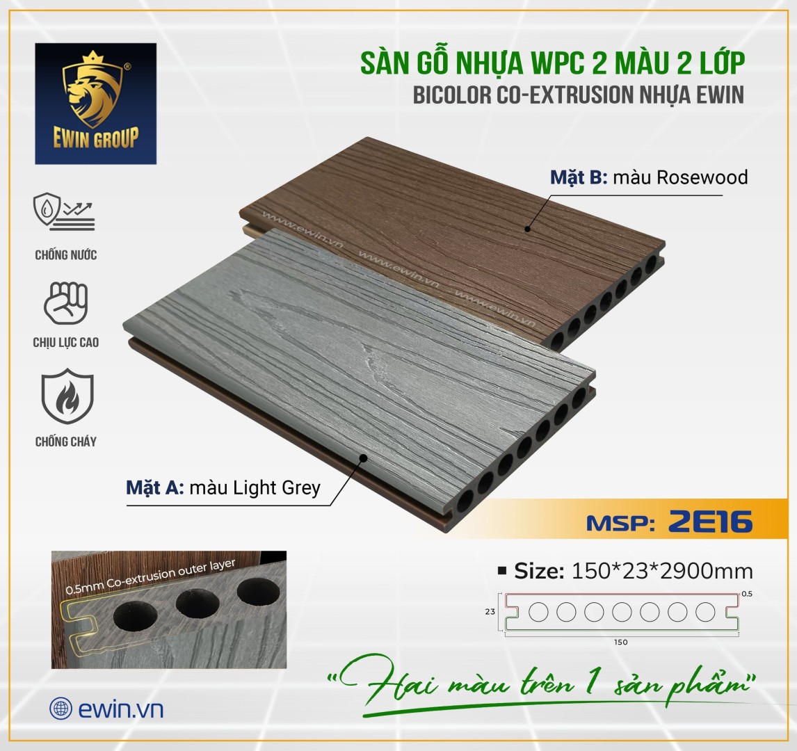 Sàn lỗ tròn 02 lớp CO – Extrusion Ewin 2E16