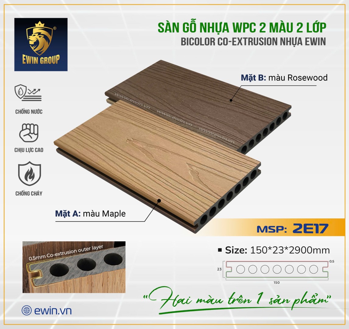 Sàn lỗ tròn 02 lớp CO – Extrusion Ewin 2E17