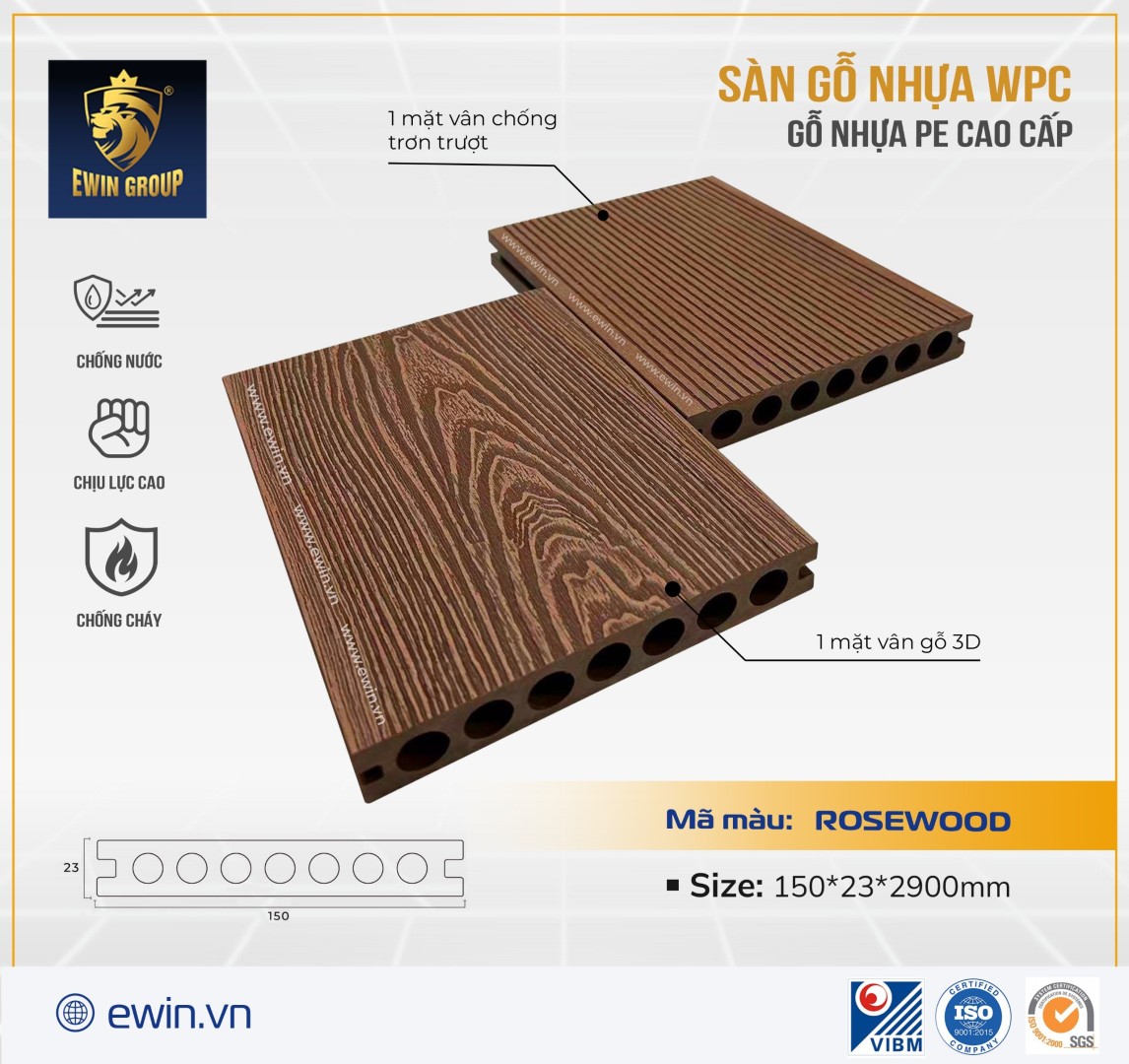 Sàn lỗ tròn 1 lớp Rosewood 15023