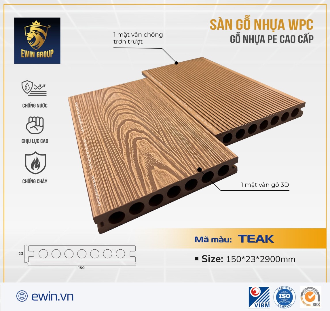 Sàn lỗ tròn 1 lớp Teak 15023