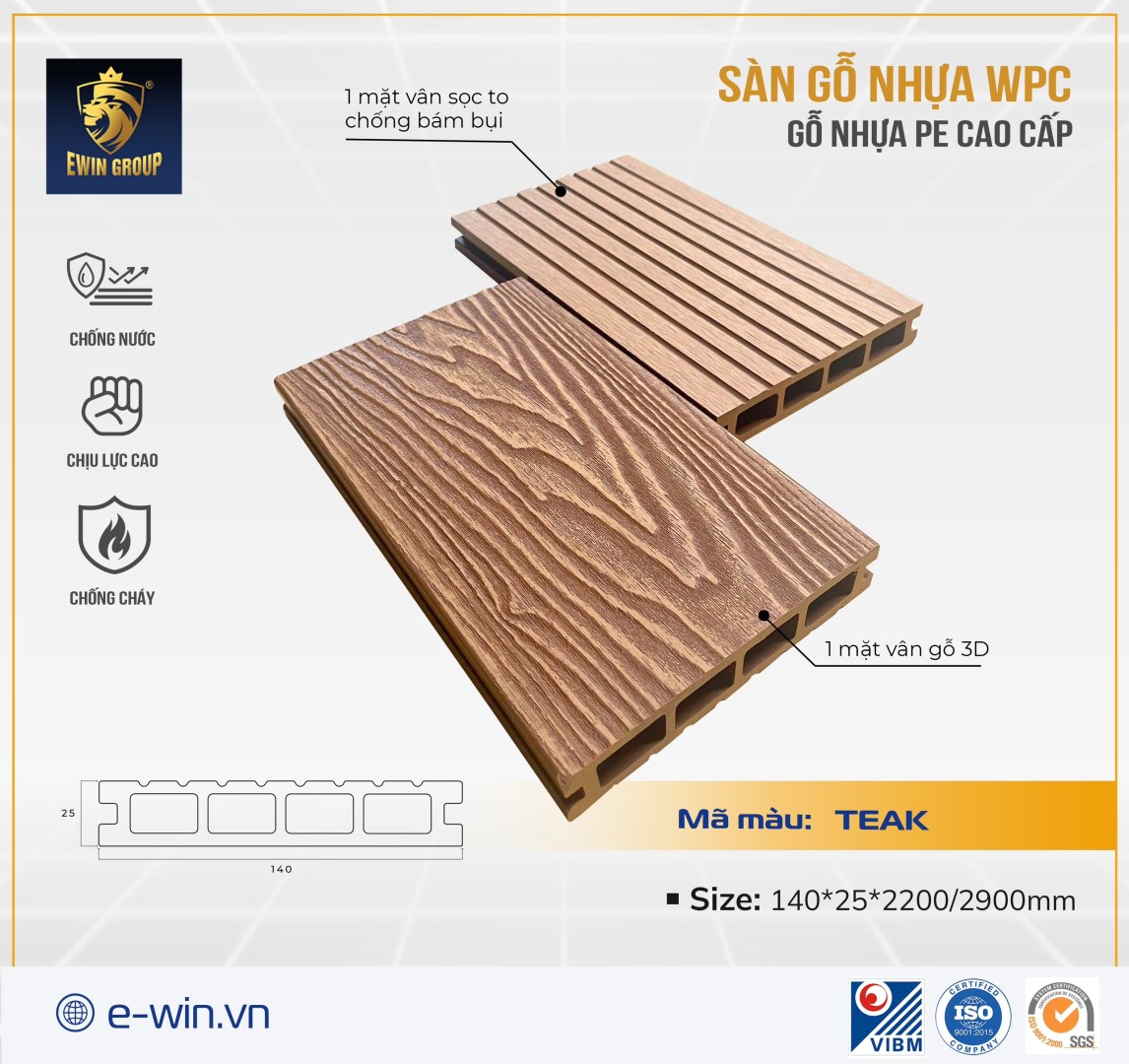 Sàn lỗ vuông 1 lớp Teak 14025