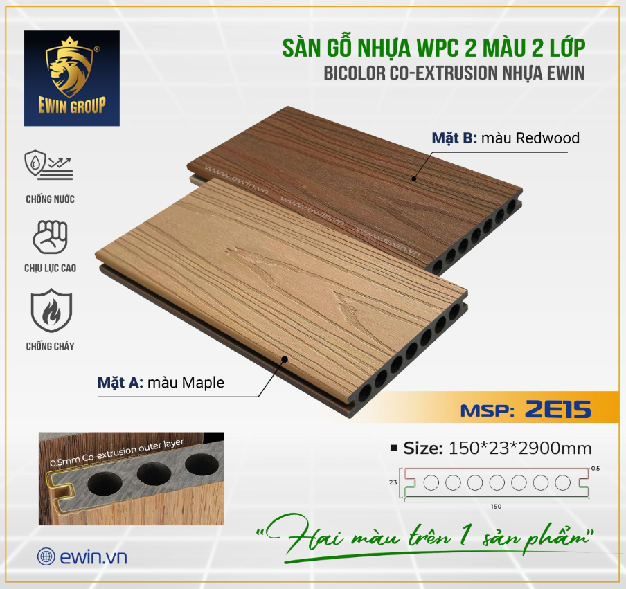 Sàn lỗ tròn 02 lớp CO – Extrusion Ewin 2E15
